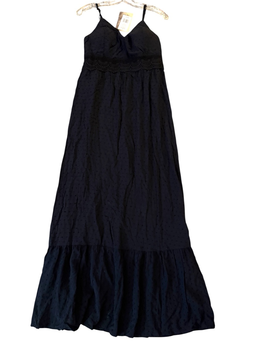 Lily Rose Black Swiss Dot Boho Cottagecore Maxi Dress Size Large NWT - Picture 3 of 8